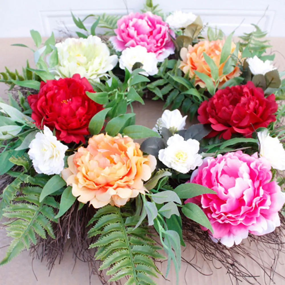 Artificial Peony Flower Wreath Silk Spring Wreath For The Front Door Wall Hanging Window Wedding Party Decoration
Artificial Peony Flower Wreath Silk Spring Wreath For The Front Door Wall Hanging Window Wedding Party Decoration