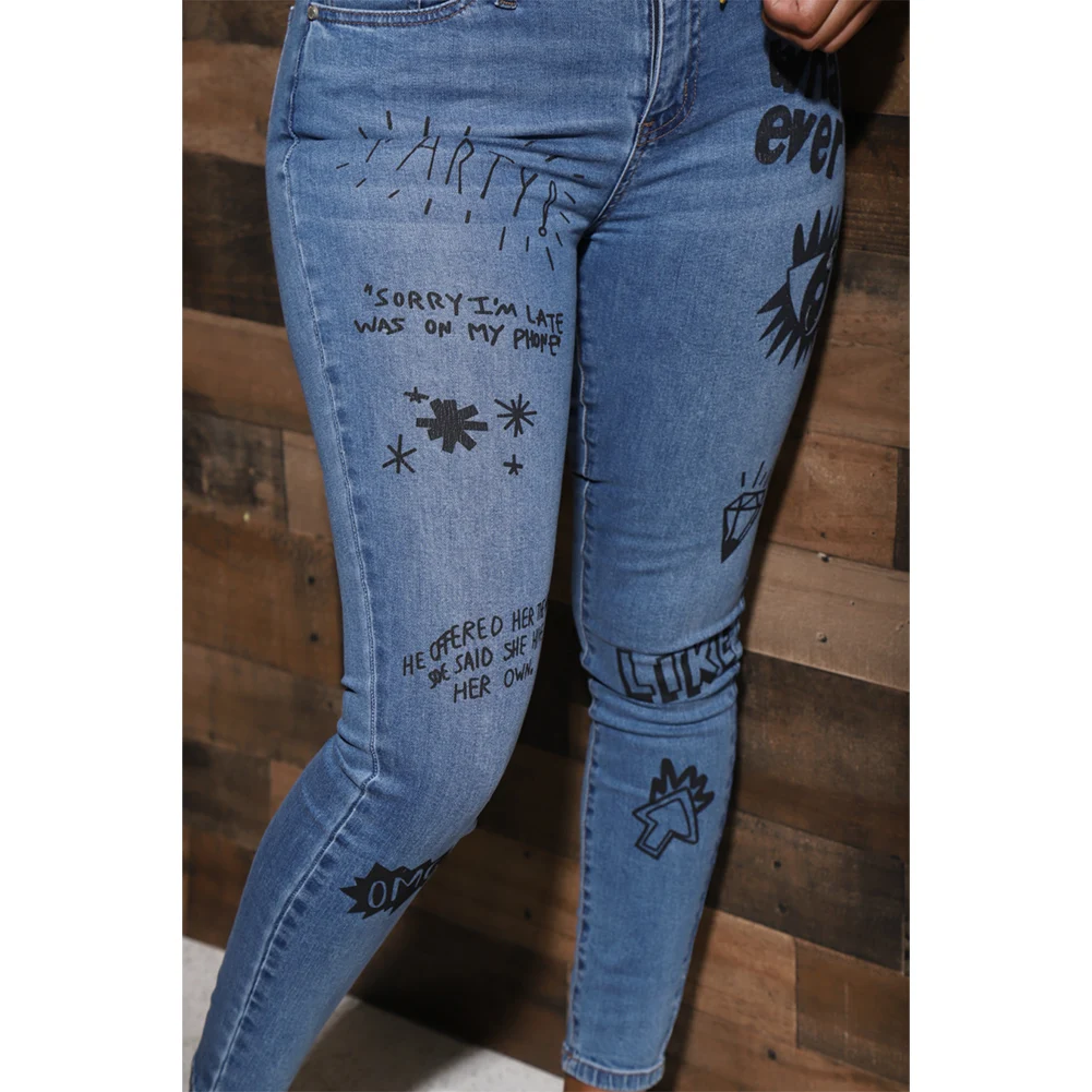 Stylish Print Pencil Pants Skinny Mid Waist Slim Fits Denim Trousers For Women TT@88
Stylish Print Pencil Pants Skinny Mid Waist Slim Fits Denim Trousers For Women TT@88