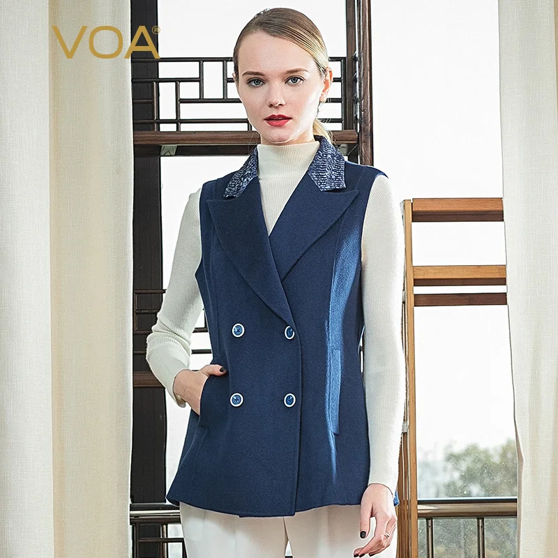 VOA Double Sided 14.75 Micron Cashmere Yarn Dyed Jacquard Mosaic Suit Collar Double Row Buckle Sleeveless Sleeve Jackets SW1031
VOA Double Sided 14.75 Micron Cashmere Yarn Dyed Jacquard Mosaic Suit Collar Double Row Buckle Sleeveless Sleeve Jackets SW1031