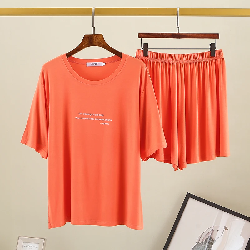 Modal Summer Thin Short-sleeved Shorts Home Service Suit Ladies 2021 New Loose Large Size Solid Color Fat Girl Pajamas Two-piece
Modal Summer Thin Short-sleeved Shorts Home Service Suit Ladies 2021 New Loose Large Size Solid Color Fat Girl Pajamas Two-piece