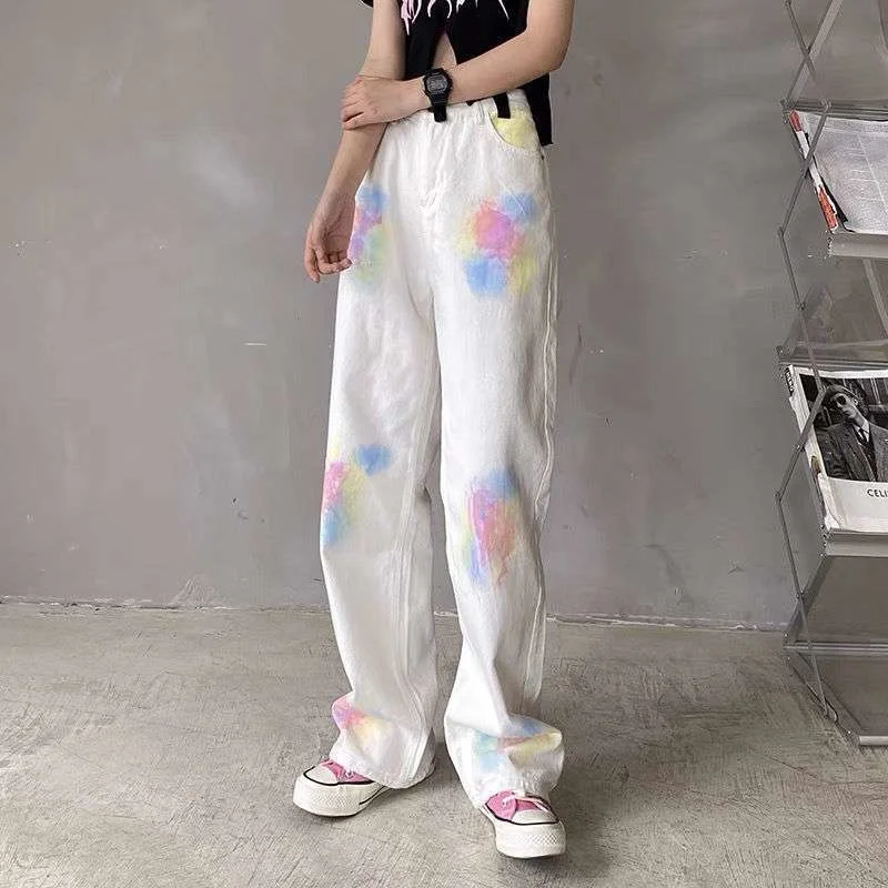 Kywommnz Women Harajuku-Style Thin Trousers Straight Tie-dye Denim Pants Streetwear Korean Wide Legs Autumn 2021 E3104
Kywommnz Women Harajuku-Style Thin Trousers Straight Tie-dye Denim Pants Streetwear Korean Wide Legs Autumn 2021 E3104