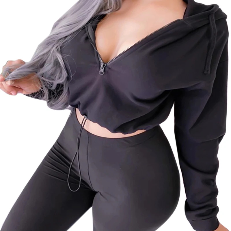 Women Sexy Sweatshirt Fashion Long Sleeve Half Zipper V-Neck Hooded Pullover Solid Color Slim Fit Autumn Drawstring Hooded Top
Women Sexy Sweatshirt Fashion Long Sleeve Half Zipper V-Neck Hooded Pullover Solid Color Slim Fit Autumn Drawstring Hooded Top