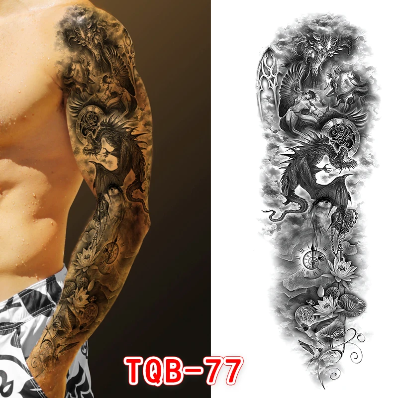 Водостойкие Временные татуировки 52 дизайна наклейки на всю руку большой череп