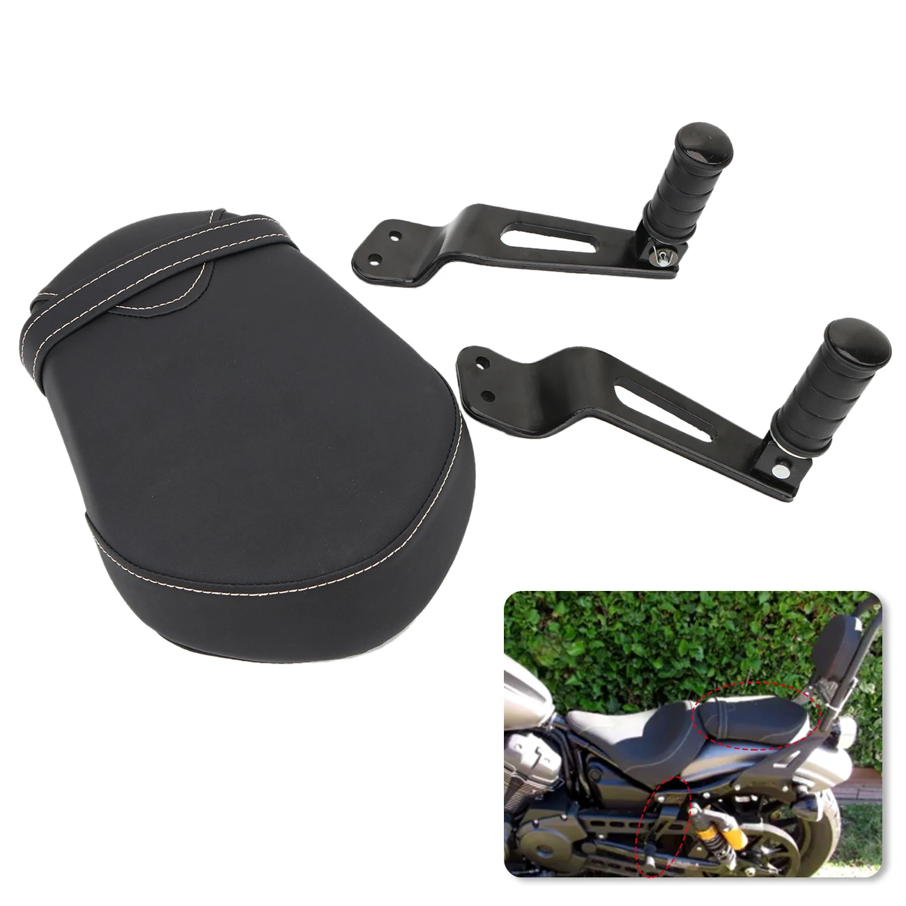 Motorcycle Passenger Pillion Seat Pad with Rear Foot Pegs for Yamaha Bolt XVS950 1TP-F47E0-T0-00 Black Standard Detachable
Motorcycle Passenger Pillion Seat Pad with Rear Foot Pegs for Yamaha Bolt XVS950 1TP-F47E0-T0-00 Black Standard Detachable