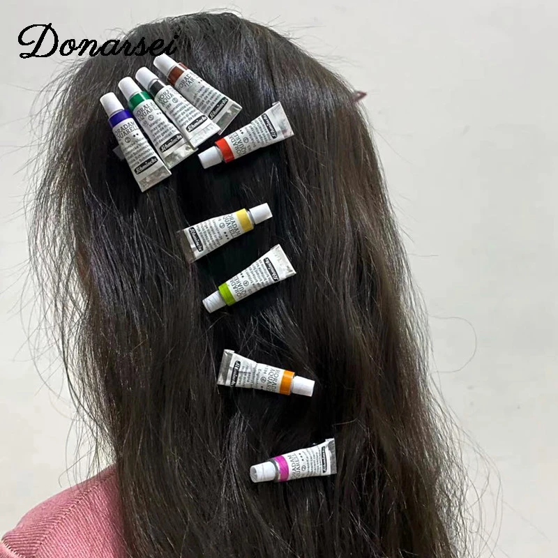 Donarsei забавные Краски акварель волосы на клипсах для Для женщин со шпилькой