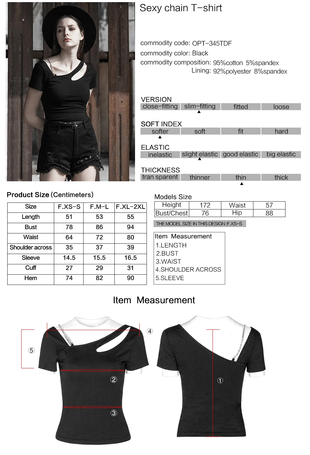 PUNK RAVE Women's Gothic Sexy Detachable Chain T-shirt Fashion Personality Slanted Shoulder Collar Summer Casual Knit T-shirts
PUNK RAVE Women's Gothic Sexy Detachable Chain T-shirt Fashion Personality Slanted Shoulder Collar Summer Casual Knit T-shirts