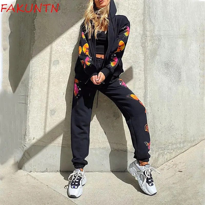 FAKUNTN Women's Fashion Butterfly Print Sports Suit Autumn Casual Long Sleeve Zipper Hooded Jacket + Lace-up Pencil Pants Suit
FAKUNTN Women's Fashion Butterfly Print Sports Suit Autumn Casual Long Sleeve Zipper Hooded Jacket + Lace-up Pencil Pants Suit