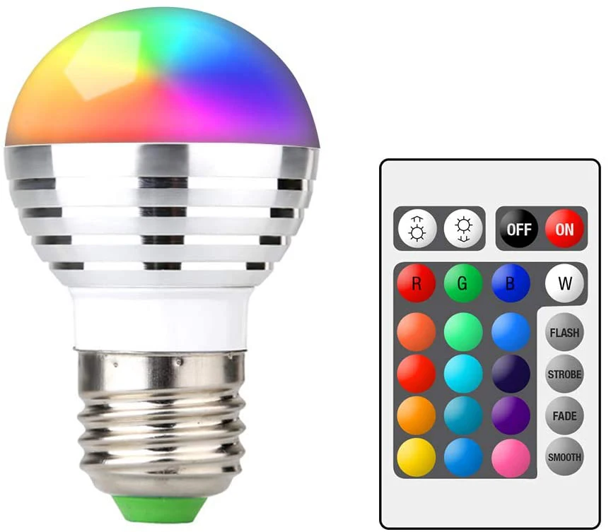 LED Color Light Bulb, Dimmable RGB Light Bulbs, E27 RGBW 16 Color with IR Remote Control for Home Bar Party KTV Stage Lighting
LED Color Light Bulb, Dimmable RGB Light Bulbs, E27 RGBW 16 Color with IR Remote Control for Home Bar Party KTV Stage Lighting