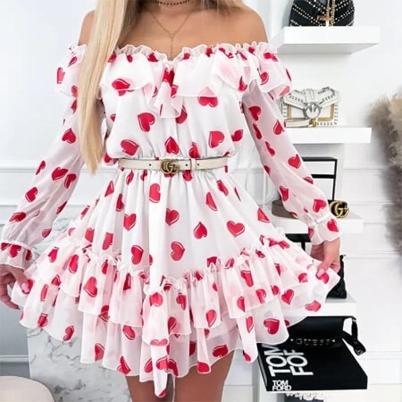 Women Spring Summer Off Shoulder Dress Fashion Flower Print Ruffles Long Sleeve Elegant Party Dress Female Chiffon Clothes
Women Spring Summer Off Shoulder Dress Fashion Flower Print Ruffles Long Sleeve Elegant Party Dress Female Chiffon Clothes