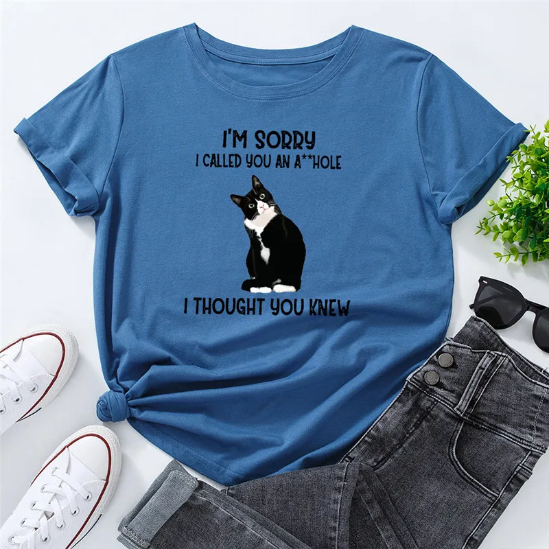 S-5XL Summer Plus Size Women TShirt New Cat Letter Print Shirt Women O Neck Short Sleeve Tees 100%Cotton Tops T Shirt Streetwear
S-5XL Summer Plus Size Women TShirt New Cat Letter Print Shirt Women O Neck Short Sleeve Tees 100%Cotton Tops T Shirt Streetwear
