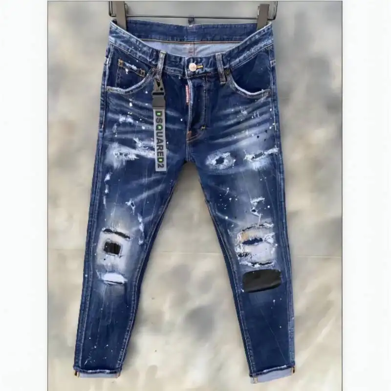 

Женские/мужские джинсы-карандаш DSQUARED2, мотоциклетвечерние ничные повседневные брюки, уличная одежда 2021, джинсовая одежда 005-2 #
