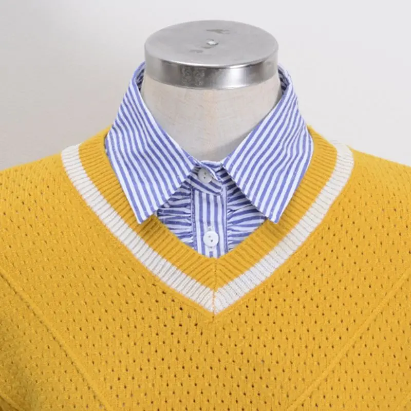 Women Women New Fashion Stripe Denim Lace Collar Shirt Fake Collar Tie Vintage Detachable Collar False Collar Lapel Blouse Top
Women Women New Fashion Stripe Denim Lace Collar Shirt Fake Collar Tie Vintage Detachable Collar False Collar Lapel Blouse Top