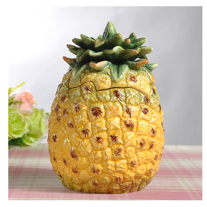 

Creative Sculpture Ceramic Pineapple Candy Storage Jar Home Decor Living Room Decoration Dried Fruit Jar Kitchen Food Container