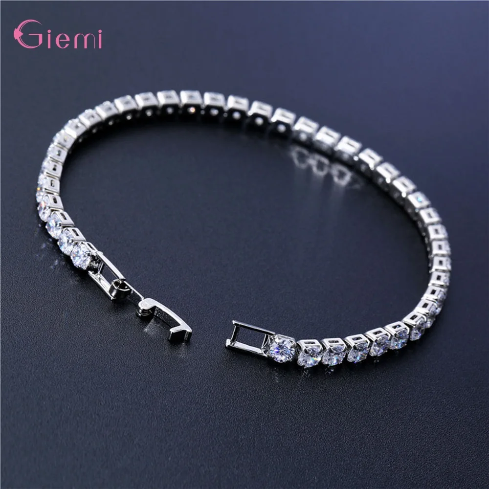Charm Bracelets 925 Sterling Silver Fashion Jewelry For Decoration Crystal Toggle-clasps Girls Women Party Birthday 20 Colours |