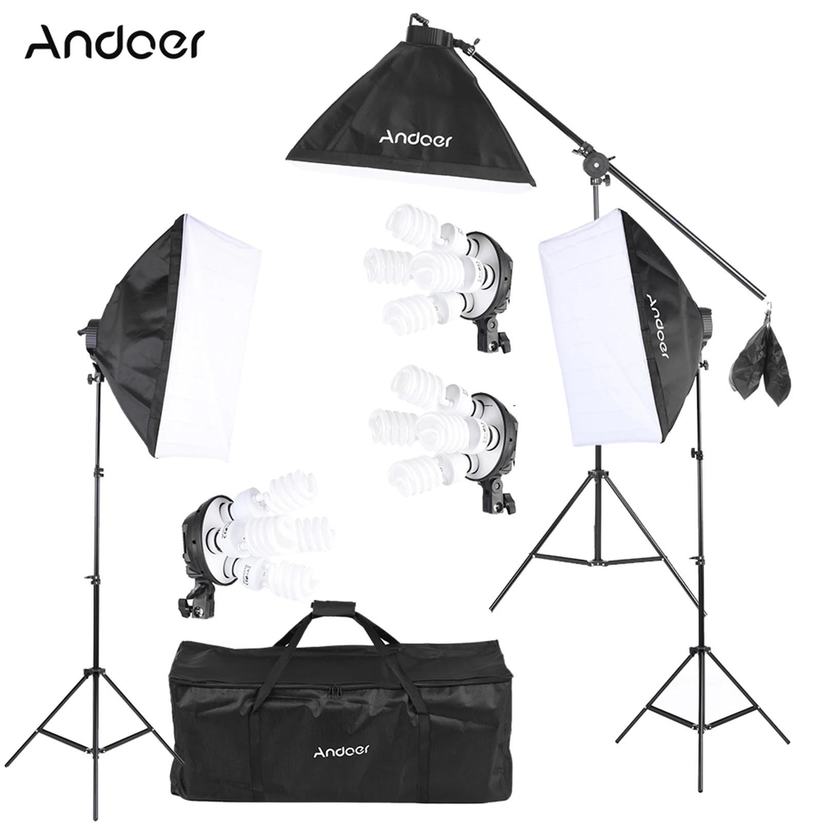 Andoer Photography Studio Kit Photography Lighting Kit Photo Stand 3 Softbox Light Stand Bulb Cantilever Stick Carrying Bag 
Andoer Photography Studio Kit Photography Lighting Kit Photo Stand 3 Softbox Light Stand Bulb Cantilever Stick Carrying Bag