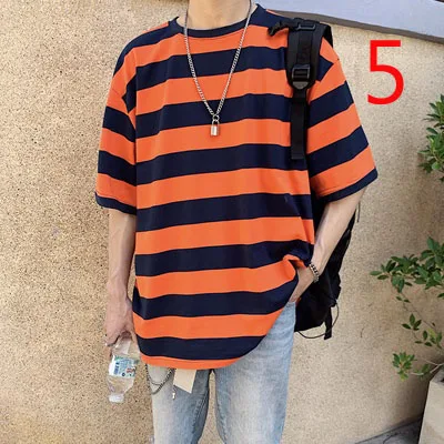 Hong Kong style solid color striped bottoming shirt Korean men's short-sleeved T-shirt clothes
Hong Kong style solid color striped bottoming shirt Korean men's short-sleeved T-shirt clothes