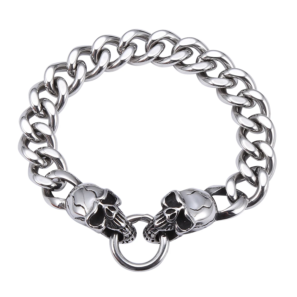 Punk Skull Stainless Steel Bracelet 7.79 Inches Curb Chain Silver Color Bracelets for Men GS0006
Punk Skull Stainless Steel Bracelet 7.79 Inches Curb Chain Silver Color Bracelets for Men GS0006