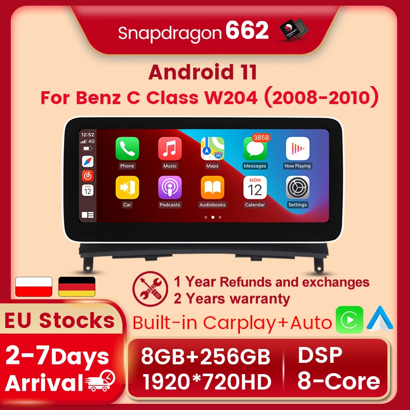 Новинка! 8 ГБ + 256 ГБ DSP Android 11 Carplay Автомагнитола DVD-плеер для Mercedes Benz C Class W204 C180 C200 C220 C300 C350 2008-2013
Новинка! 8 ГБ + 256 ГБ DSP Android 11 Carplay Автомагнитола DVD-плеер для Mercedes Benz C Class W204 C180 C200 C220 C300 C350 2008-2013