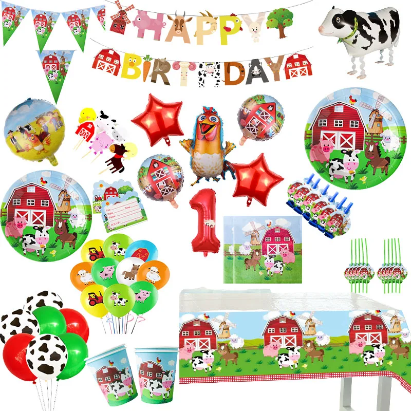 Farm Animals Theme Party Favors Decorations With Balloon Cartoon Cow Disposable Tableware Set Baby Shower Party Supplies
Farm Animals Theme Party Favors Decorations With Balloon Cartoon Cow Disposable Tableware Set Baby Shower Party Supplies