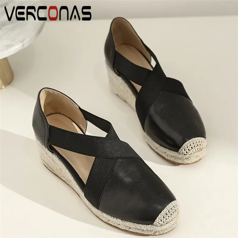VERCONAS Women Top Quality Thick Bottom Genuine Leather Round Toe Thick Heels Basic Shoes Sandals Summer Concise Shoes Woman
VERCONAS Women Top Quality Thick Bottom Genuine Leather Round Toe Thick Heels Basic Shoes Sandals Summer Concise Shoes Woman