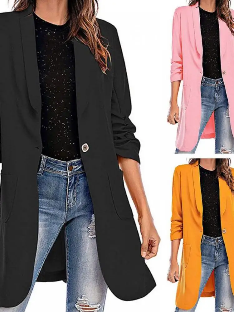 Autumn And Winter New Women'S Three-Quarter Sleeves Long One-Button Pocket Small Suit Jacket 
Autumn And Winter New Women'S Three-Quarter Sleeves Long One-Button Pocket Small Suit Jacket