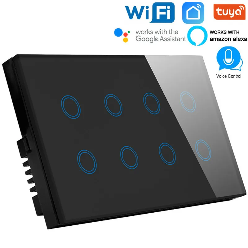 EU 146mm WIFI Touch screen 8 Gang Smart wall switch Glass Wireless Light timing switch Tuya App remote Switch With google alexa
EU 146mm WIFI Touch screen 8 Gang Smart wall switch Glass Wireless Light timing switch Tuya App remote Switch With google alexa