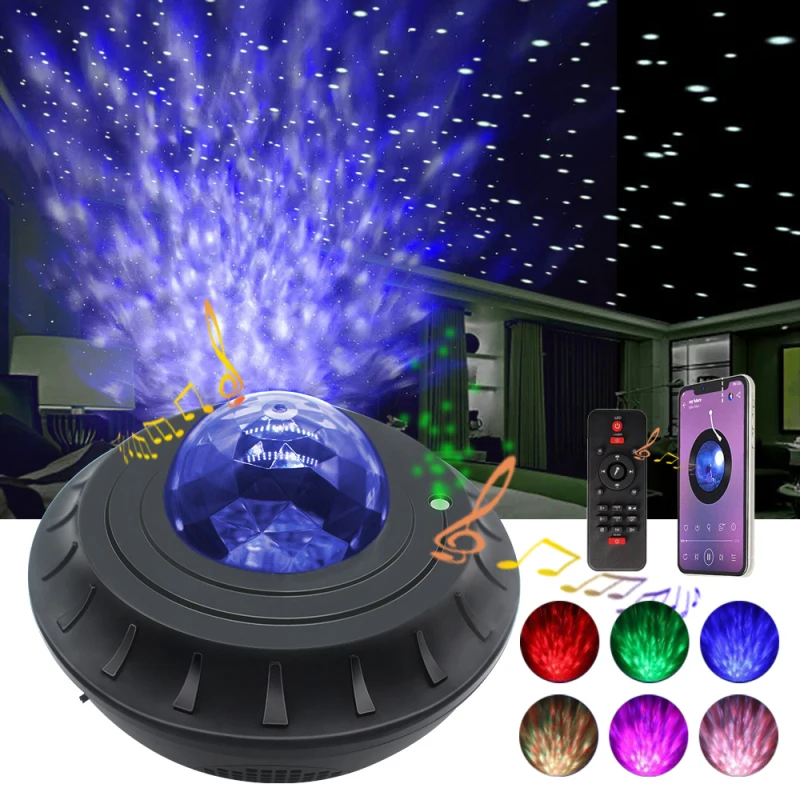 

Новый красочный проектор звездного неба Галактический ночник Bluetooth-совместимый USB музыкальный плеер Звездный ночник проекционная лампа по...