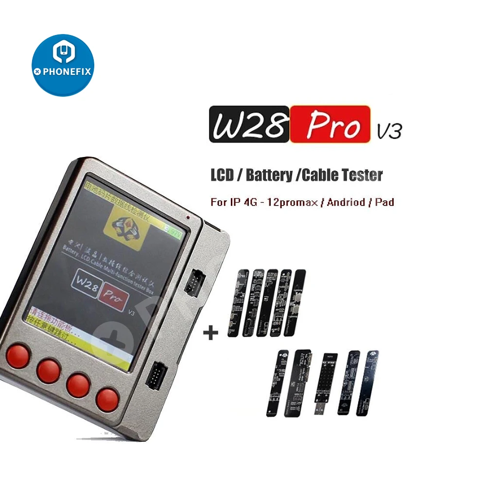 Аккумуляторная батарея W28 Pro V3 ЖК-дисплей Фоточувствительный экран тестер кабеля
