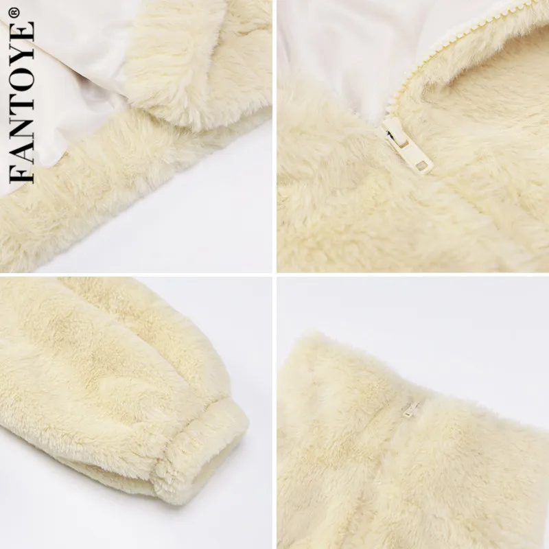 FANTOYE Faux Fur Puff Long Sleeve Zipper Coats Women Loose Turtieneck Short Thick Pocket Jacket Warm Female Outerwear Winter
FANTOYE Faux Fur Puff Long Sleeve Zipper Coats Women Loose Turtieneck Short Thick Pocket Jacket Warm Female Outerwear Winter