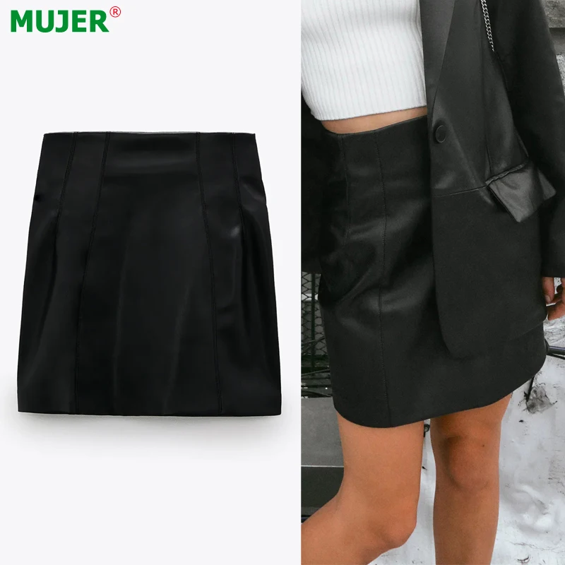 Za Black Faux Leather Skirt Women High Waist Mini Skirts Womens 2021 Autumn Vintage Y2K Short Woman Skirts Aesthetic Women Skirt
Za Black Faux Leather Skirt Women High Waist Mini Skirts Womens 2021 Autumn Vintage Y2K Short Woman Skirts Aesthetic Women Skirt