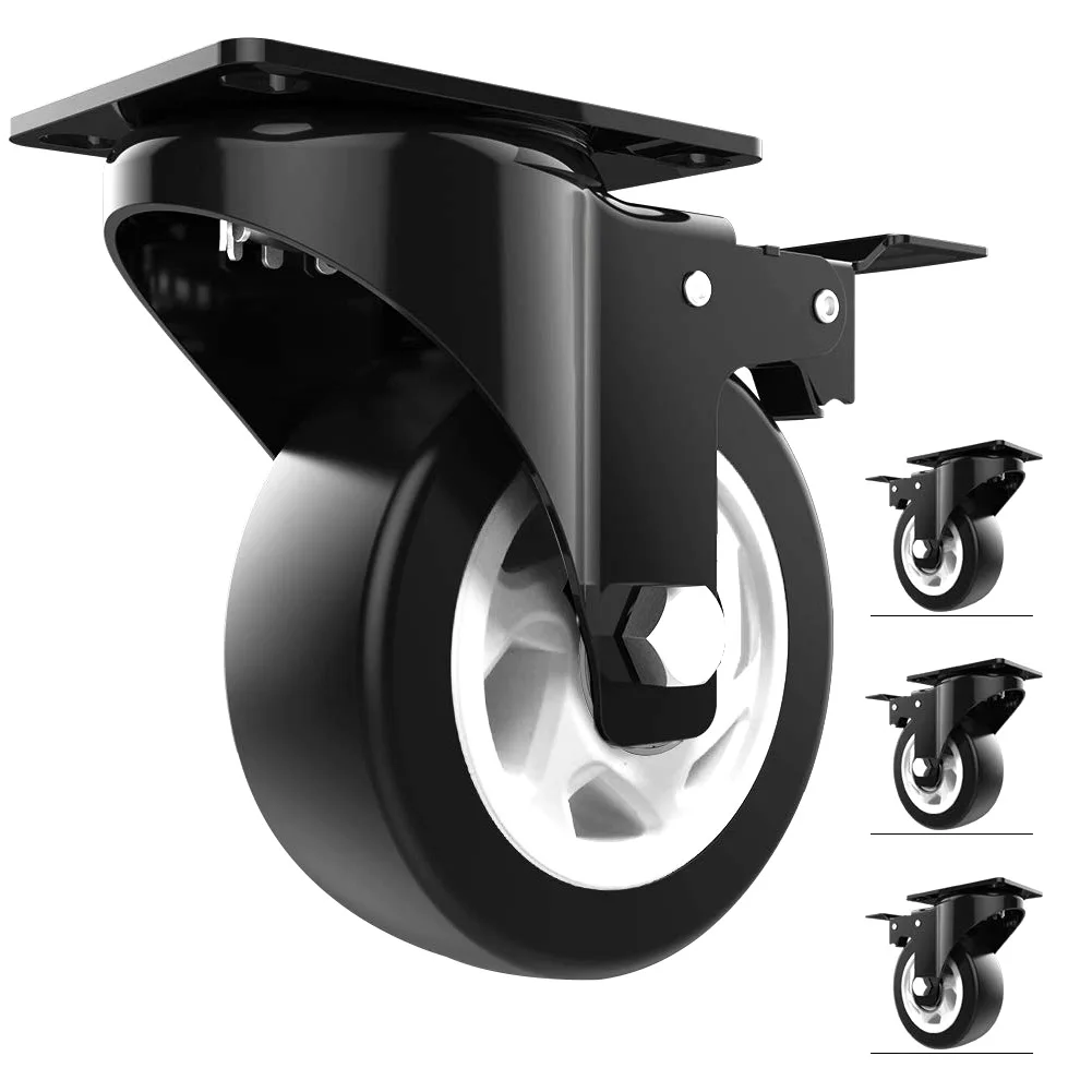 4Pcs 4in Heavy Duty Swivel Caster Wheels with Safety Dual Locking and Polyurethane Foam No Noise Wheels, Load Bearing 1200 Lbs
4Pcs 4in Heavy Duty Swivel Caster Wheels with Safety Dual Locking and Polyurethane Foam No Noise Wheels, Load Bearing 1200 Lbs
