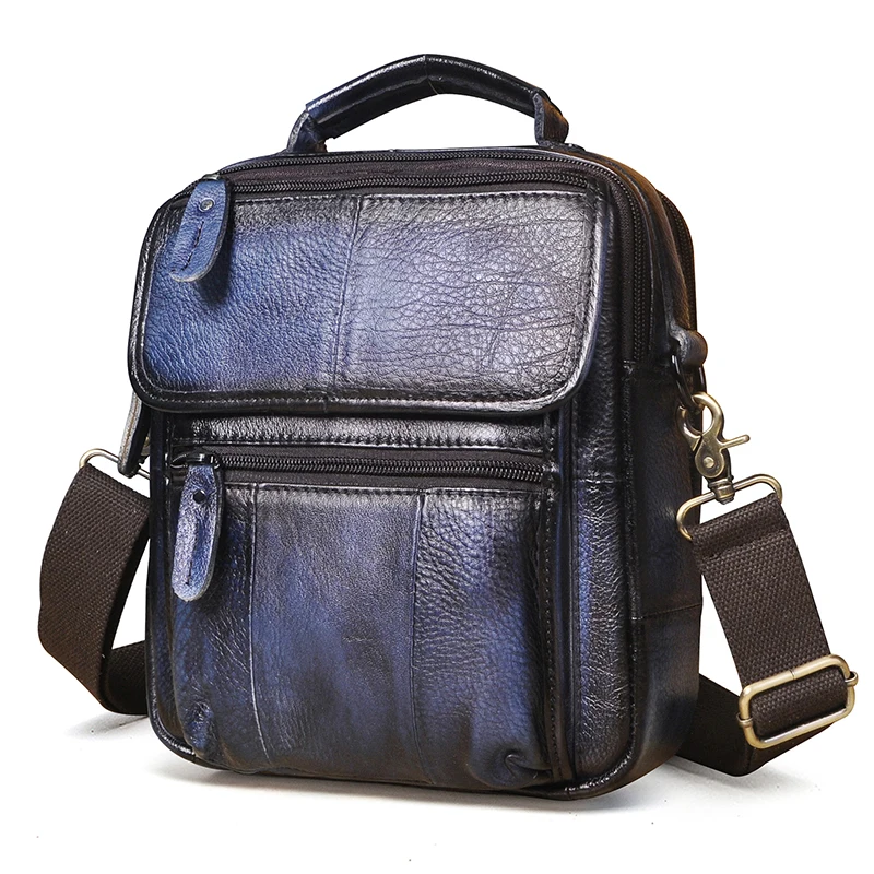 Soft Real Bull Leather Male Design Student Shoulder Messenger Crossbody bag Fashion Blue College Tote Mochila Satchel bag 038 
Soft Real Bull Leather Male Design Student Shoulder Messenger Crossbody bag Fashion Blue College Tote Mochila Satchel bag 038