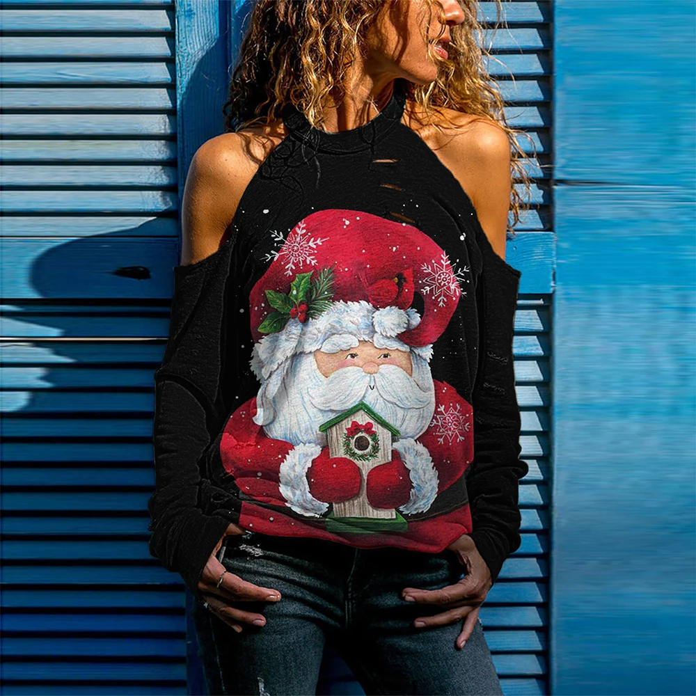 2021 Merry Christmas Print O Neck Cold Shoulder Stitching Tops Long Sleeve T-Shirt Ladies Streetwear Large Size Blouse Tees D30
2021 Merry Christmas Print O Neck Cold Shoulder Stitching Tops Long Sleeve T-Shirt Ladies Streetwear Large Size Blouse Tees D30