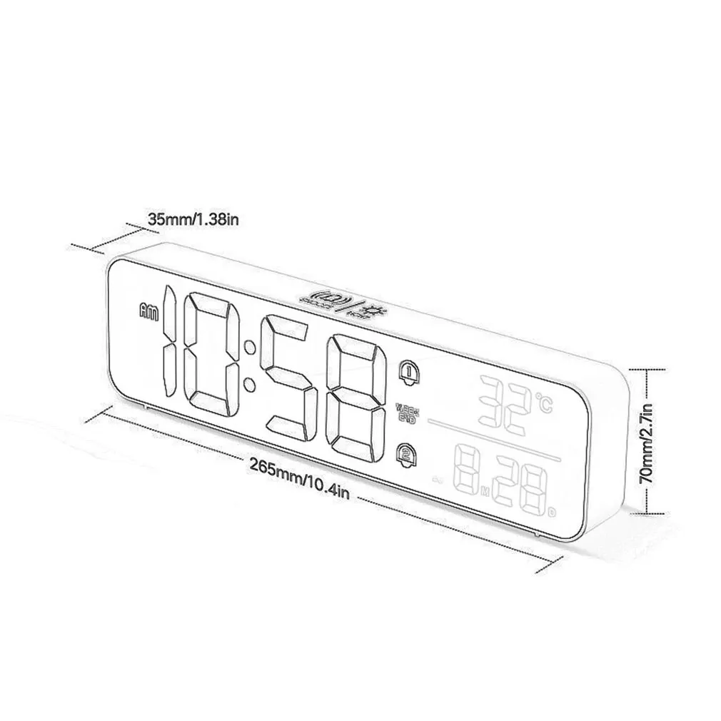 LED Mirror Alarm Clock Sound-Activated Clock Rechargeable Bedside Music Clock Dual Alarms with Snooze function
LED Mirror Alarm Clock Sound-Activated Clock Rechargeable Bedside Music Clock Dual Alarms with Snooze function