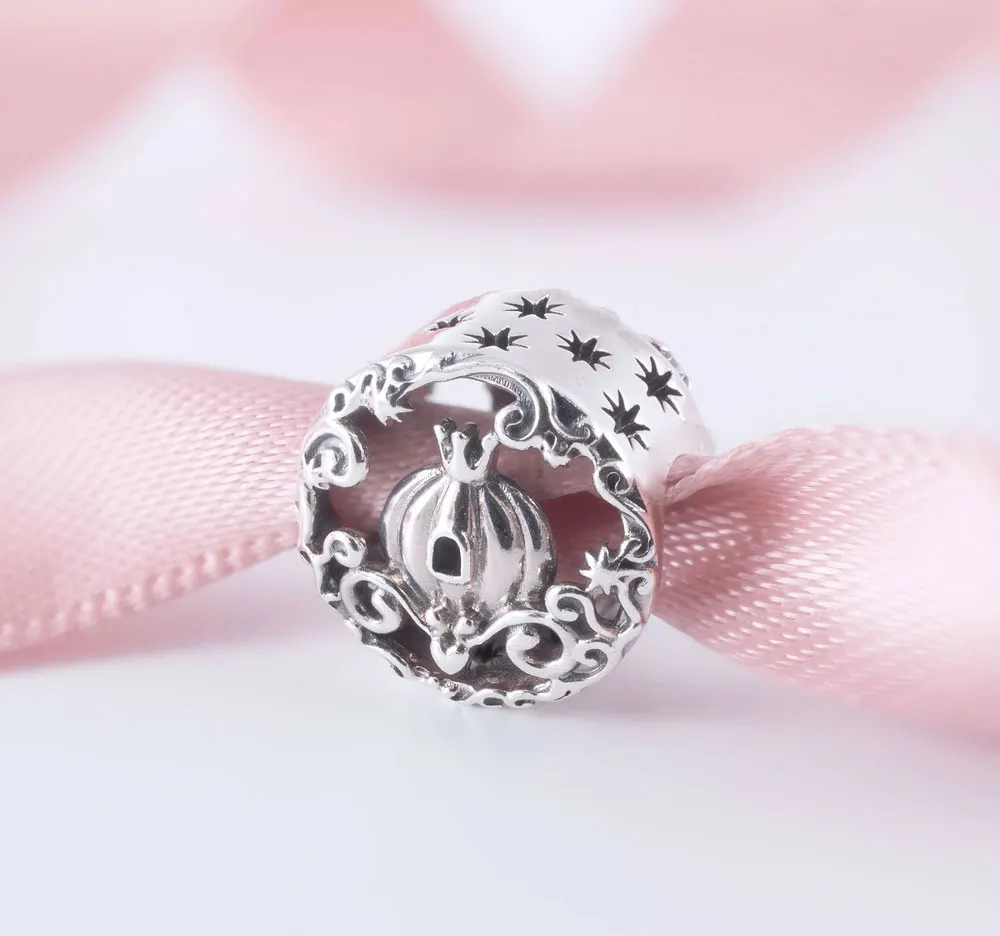 

Женский серебряный шарм-бусина с тыквой полуночного цвета подходит для всех европейских ювелирных браслетов и ожерелий Pandora
