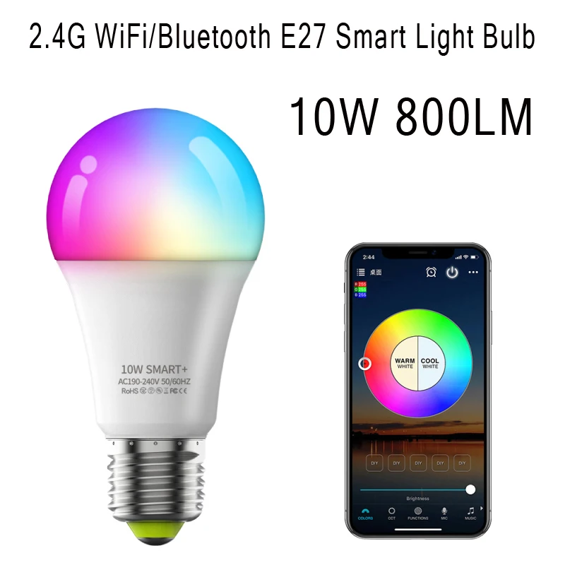 2,4G Wi-Fi/Bluetooth E27 умный Светильник лампы мощностью 10 Вт 800lm 5 RGBWW DIY светодиодный Красочные лампы с микрофоном с регулируемой яркостью ЖК-экраном ...
2,4G Wi-Fi/Bluetooth E27 умный Светильник лампы мощностью 10 Вт 800lm 5 RGBWW DIY светодиодный Красочные лампы с микрофоном с регулируемой яркостью ЖК-экраном ...