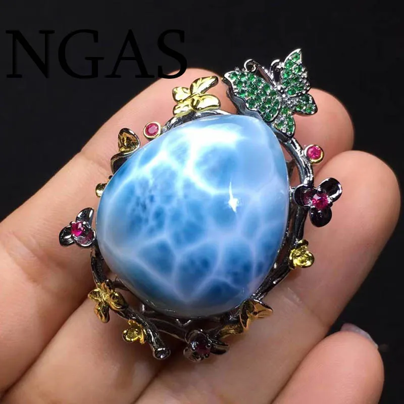 High Quality 925 Sterling Silver Oval 13*18mm Natural Dominica Larimar Butterfly Pendant Necklace
High Quality 925 Sterling Silver Oval 13*18mm Natural Dominica Larimar Butterfly Pendant Necklace