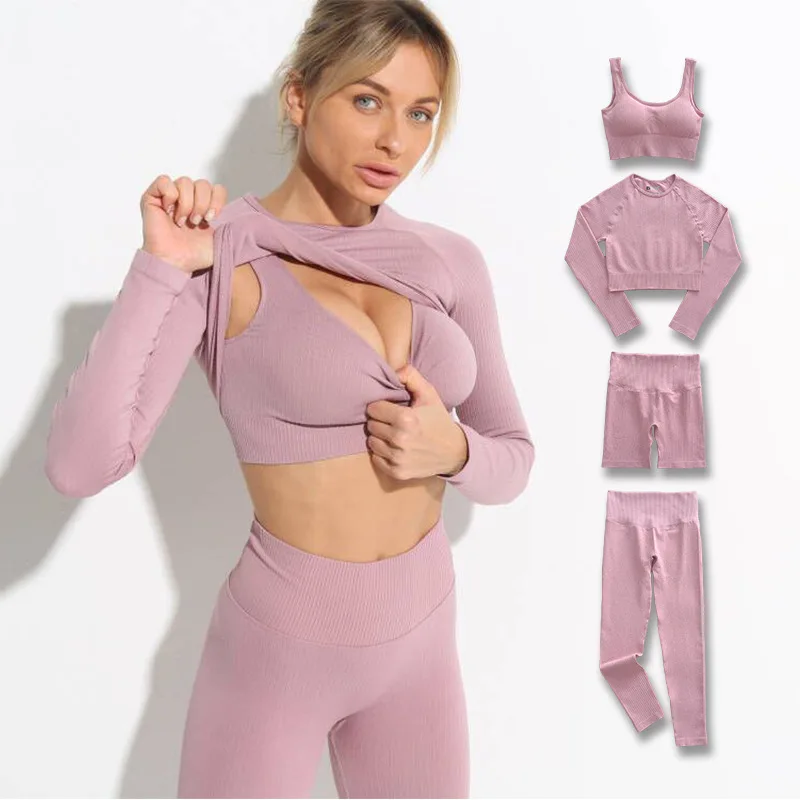 4pcs Seamless Gym Yoga Set Women Sports Bra Crop Top Long Sleeve Yoga Suit Leggings Women Gym Clothing Female High Waist
4pcs Seamless Gym Yoga Set Women Sports Bra Crop Top Long Sleeve Yoga Suit Leggings Women Gym Clothing Female High Waist