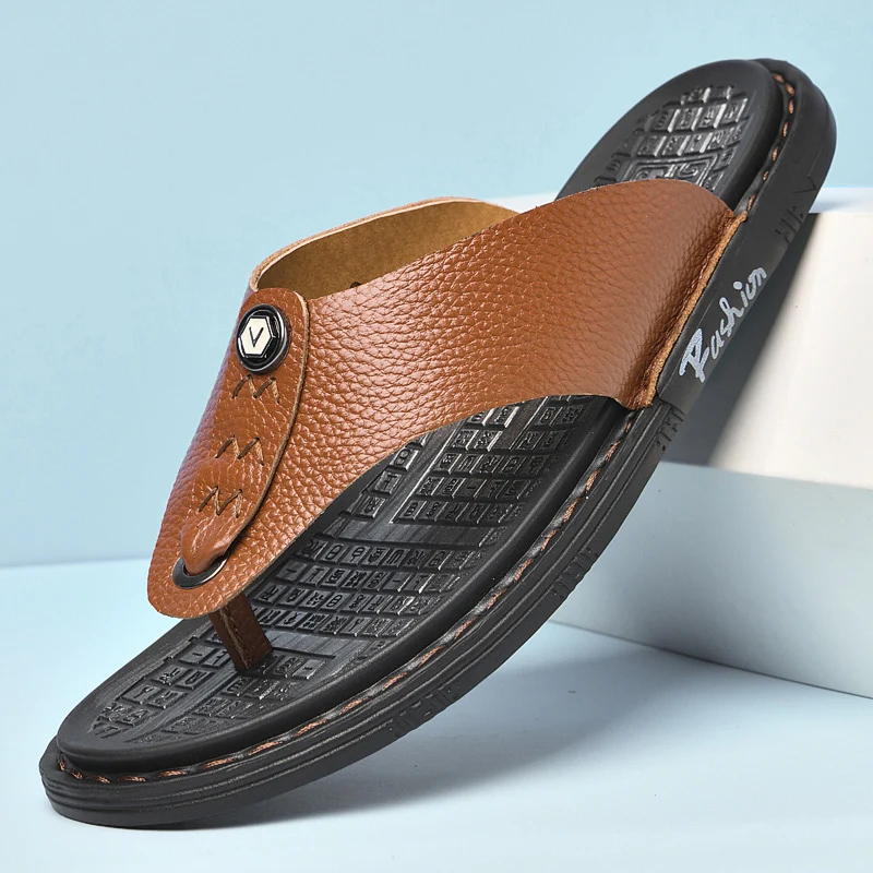 YRZL Flip Flops Summer Slippers Men Shoes Fashion Beach Bathroom Non-slip Lightweight Genuine Leather Sandals for Men
YRZL Flip Flops Summer Slippers Men Shoes Fashion Beach Bathroom Non-slip Lightweight Genuine Leather Sandals for Men