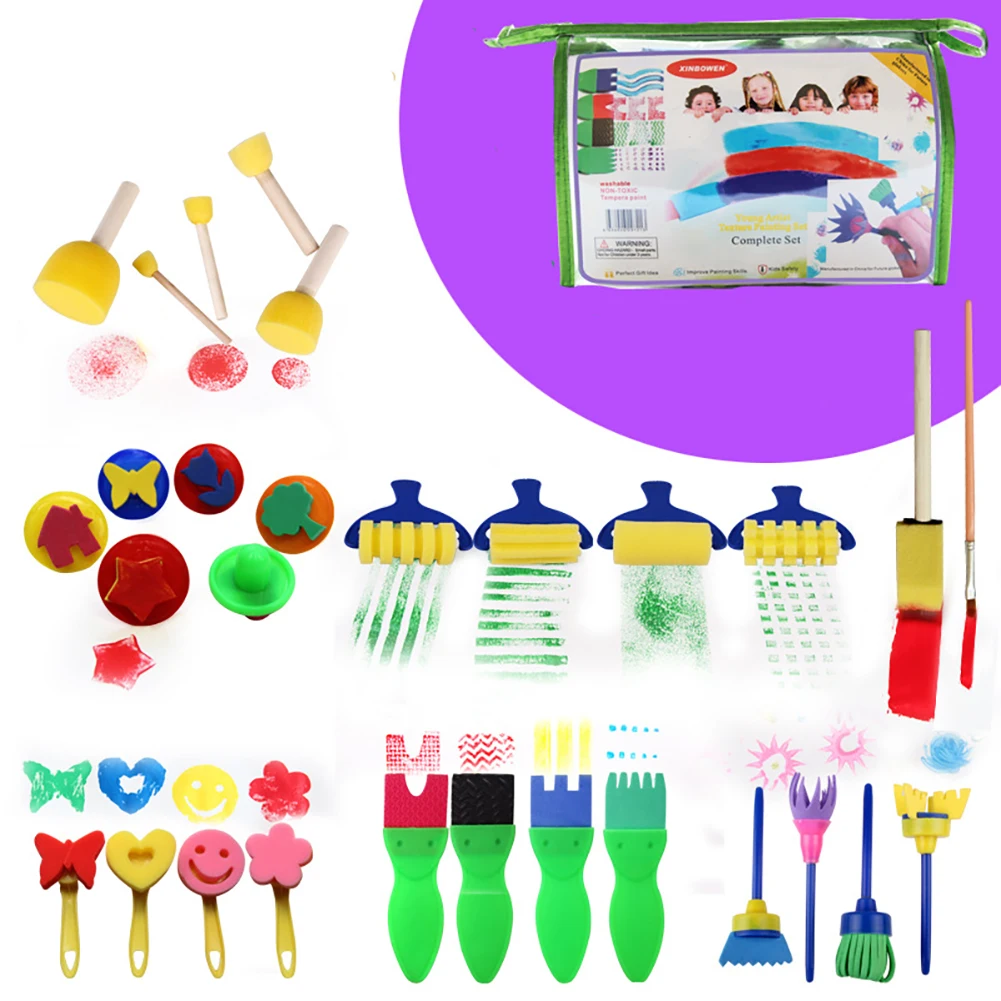 29pcs/Set Sponge Paint Brush Painting Graffiti Early Toy Painting Stippler Set Sponge Foam Brush For DIY Cards Painting Tools
29pcs/Set Sponge Paint Brush Painting Graffiti Early Toy Painting Stippler Set Sponge Foam Brush For DIY Cards Painting Tools