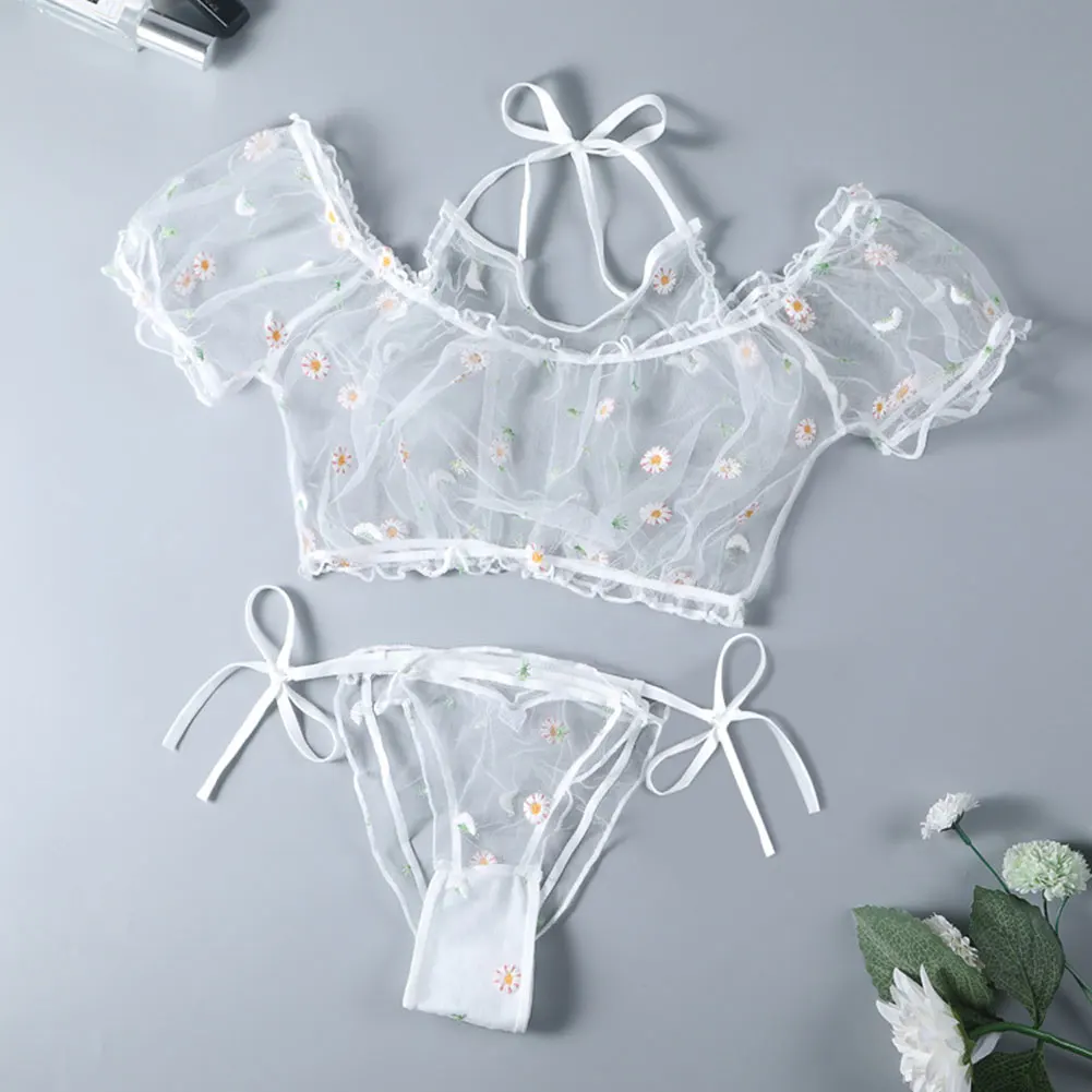 Women Sexy Lingerie Set Short Sleeve Mesh See-through Top and Panty Set Ladies Flower Embroidery Sleepwear Underwear Plus Size
Women Sexy Lingerie Set Short Sleeve Mesh See-through Top and Panty Set Ladies Flower Embroidery Sleepwear Underwear Plus Size