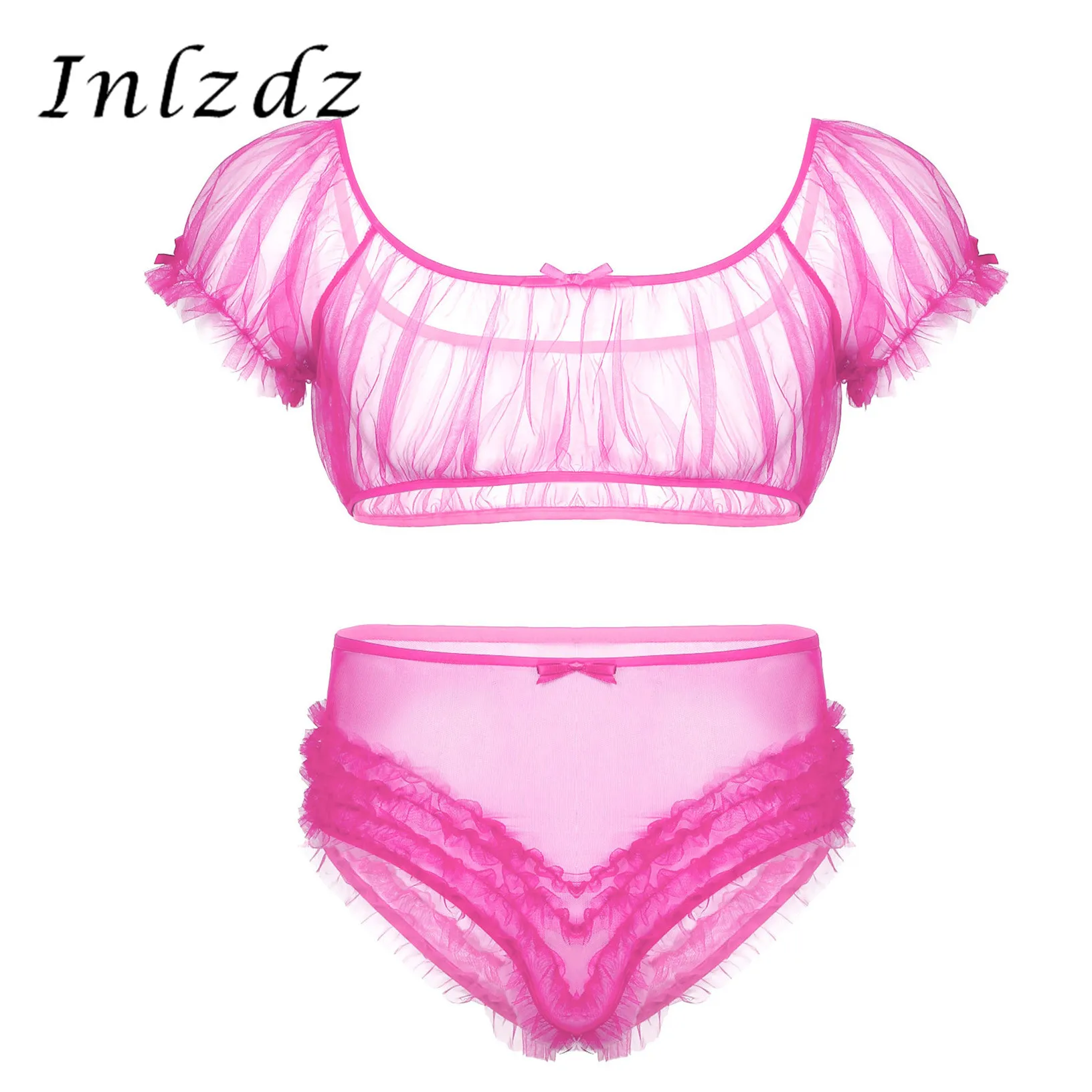 Mens Sissy Mesh Lingerie Set See Through Sheer Crop Top with High Waist Frilly Ruffle Underwear Panties Sissy Crossdresser Suit
Mens Sissy Mesh Lingerie Set See Through Sheer Crop Top with High Waist Frilly Ruffle Underwear Panties Sissy Crossdresser Suit