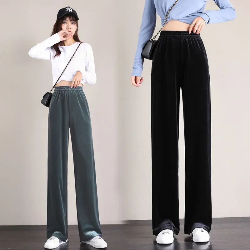 Zoulv Women Wide-Leg Pants Elastic Waist Loose Pants New Casual Solid Color Female Trousers Spring Gold Velvet Wide-Leg Pants
Zoulv Women Wide-Leg Pants Elastic Waist Loose Pants New Casual Solid Color Female Trousers Spring Gold Velvet Wide-Leg Pants