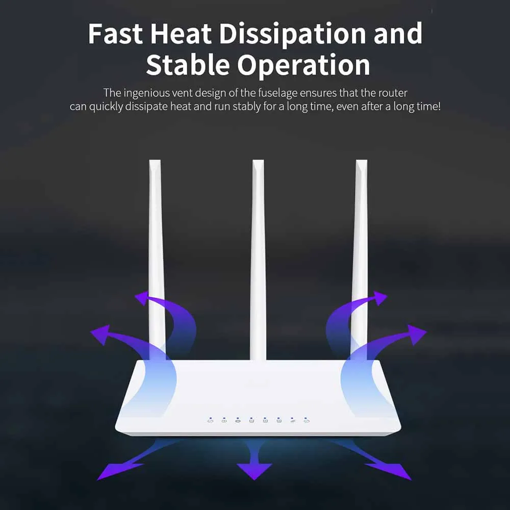 

Long Range wifi Coverage 802.11n Wireless Home WiFi Router 300Mbps 2.4Ghz Wi-Fi Amplifier Routers with 3*3dBi High Gain Antennas