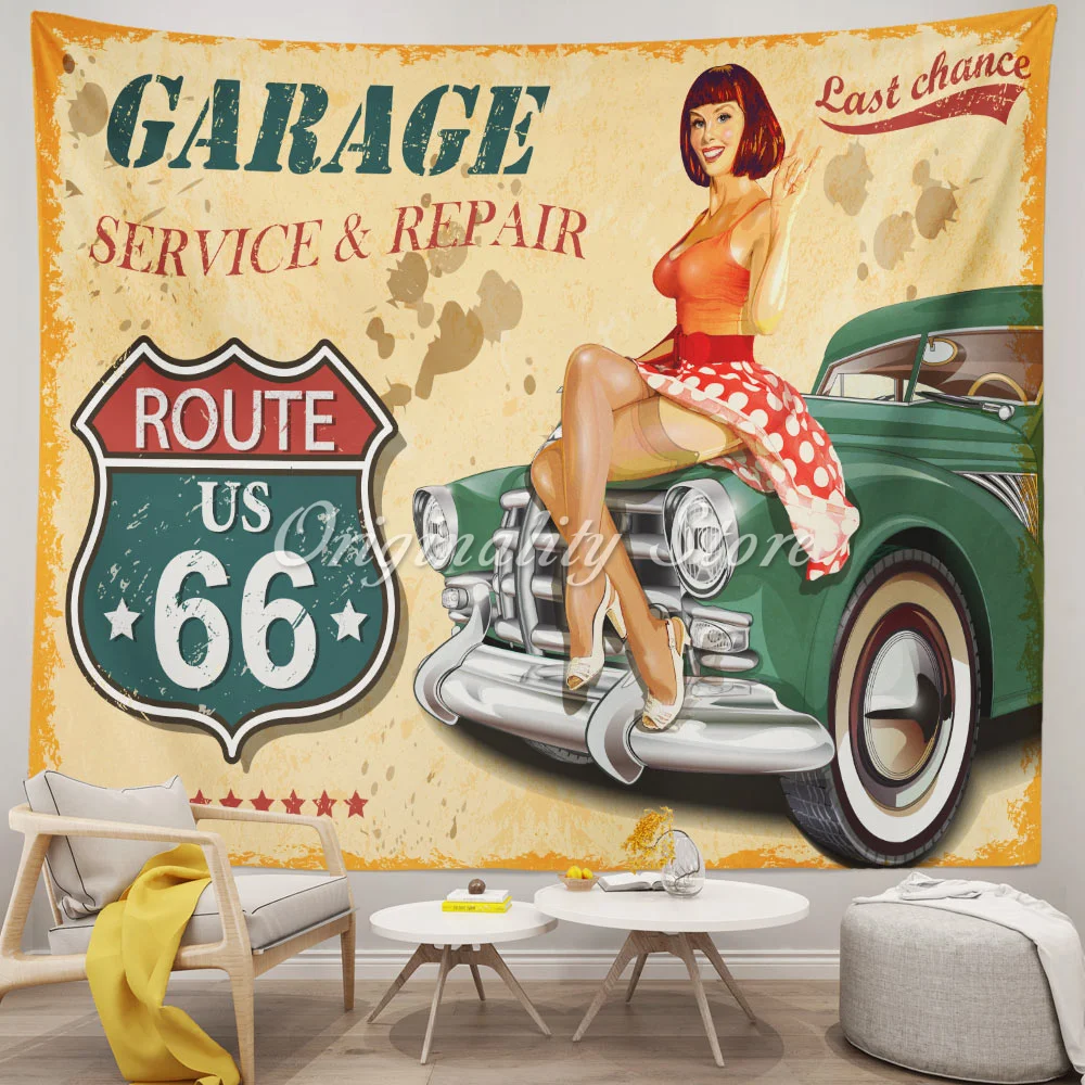 Diner Route 66 Poster Vintage Wall Tapestry 
Diner Route 66 Poster Vintage Wall Tapestry