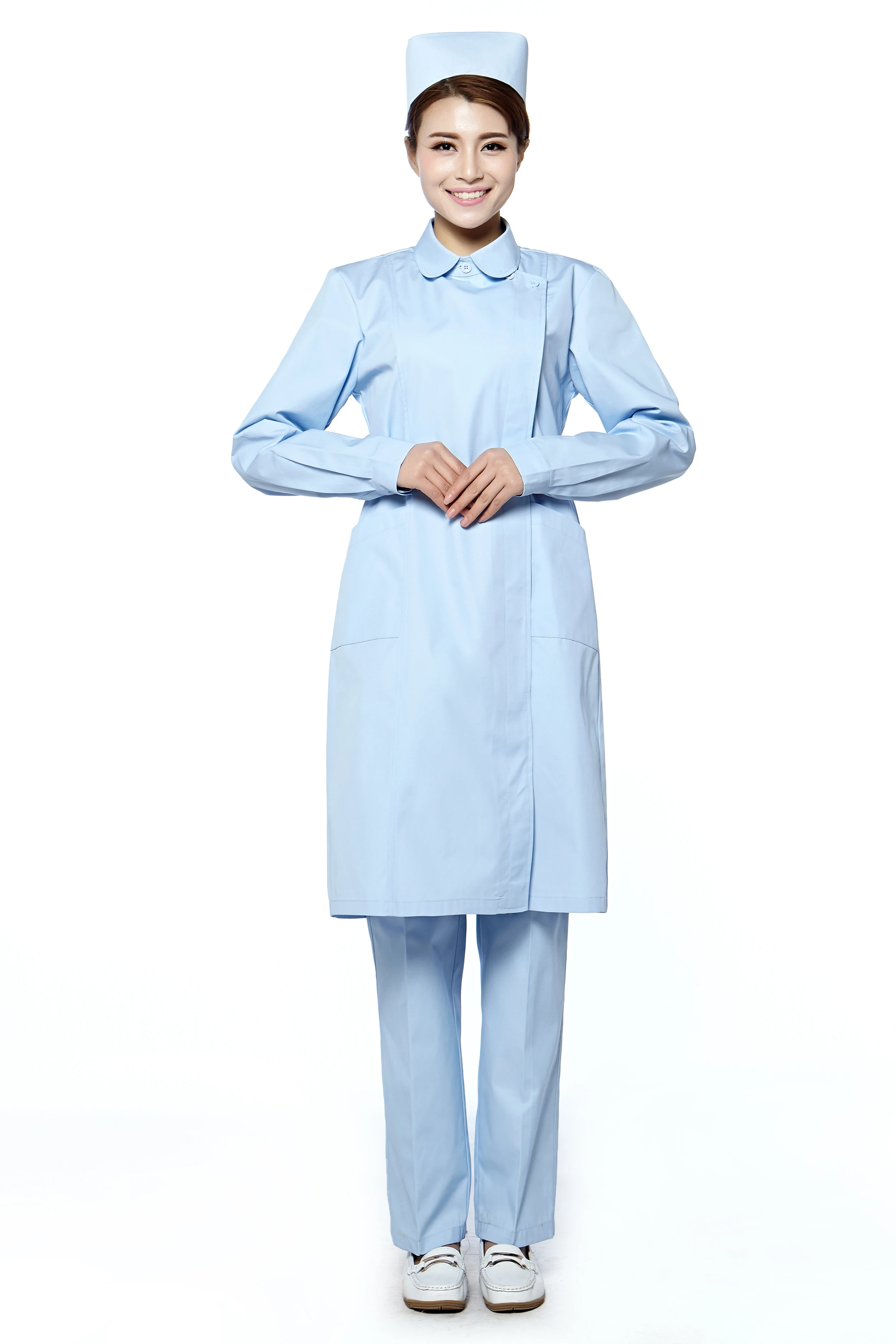 Фото С длинным рукавом синий медсестры платье для Рабочая одежда - купить