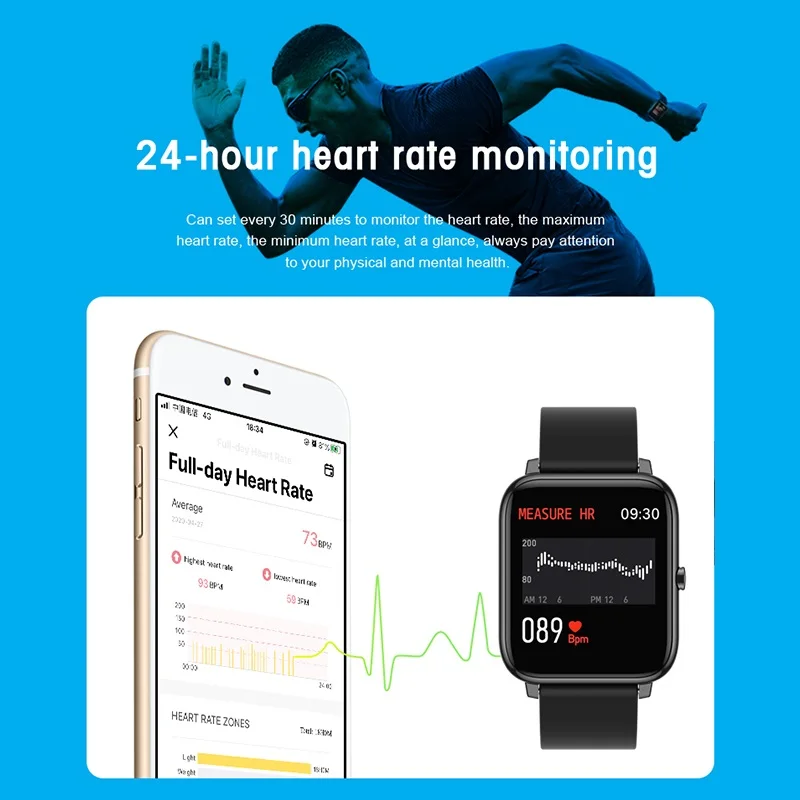 Умные часы H1 для фитнеса шагомер трекер-сна сердечного ритма здоровья IP68