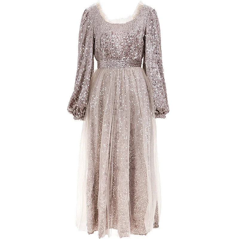 Spring Original Design Autumn New Women Fairyism Elegant Slim Shiny Sequins Velvet Mesh Princess Long Dresses
Spring Original Design Autumn New Women Fairyism Elegant Slim Shiny Sequins Velvet Mesh Princess Long Dresses
