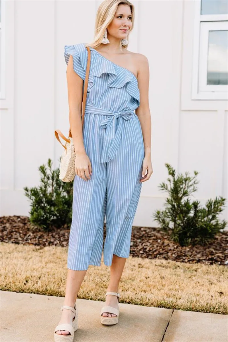 Женский комбинезон на одно плечо, с оборками и 3D-принтом, в полоску
Женский комбинезон на одно плечо, с оборками и 3D-принтом, в полоску