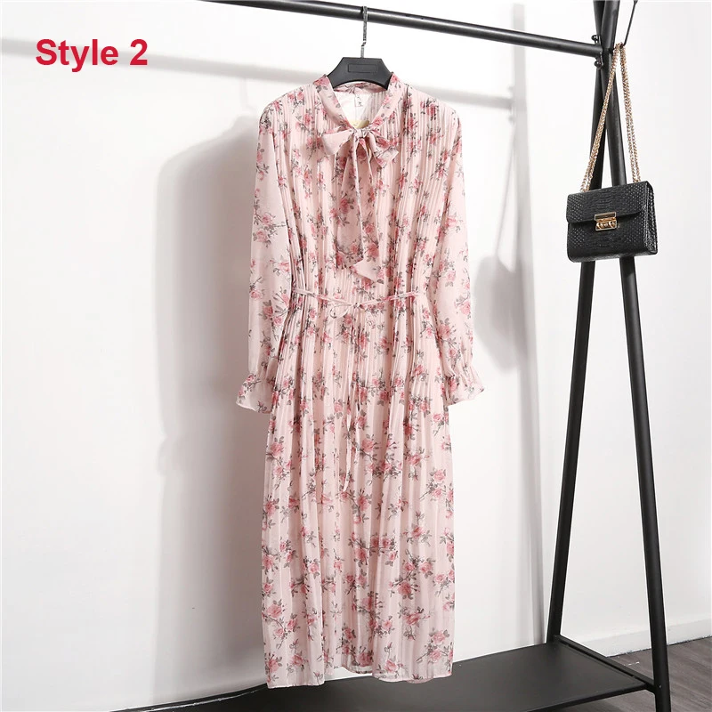 Bow Neck Lace-up Chiffon Dress Women 2020 Spring Summer Floral Print Female Pleated Dress Ladies Loose Midi Vestidos
Bow Neck Lace-up Chiffon Dress Women 2020 Spring Summer Floral Print Female Pleated Dress Ladies Loose Midi Vestidos
